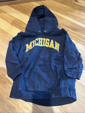 Michigan Kids Navy Hoodie with Yellow Logo